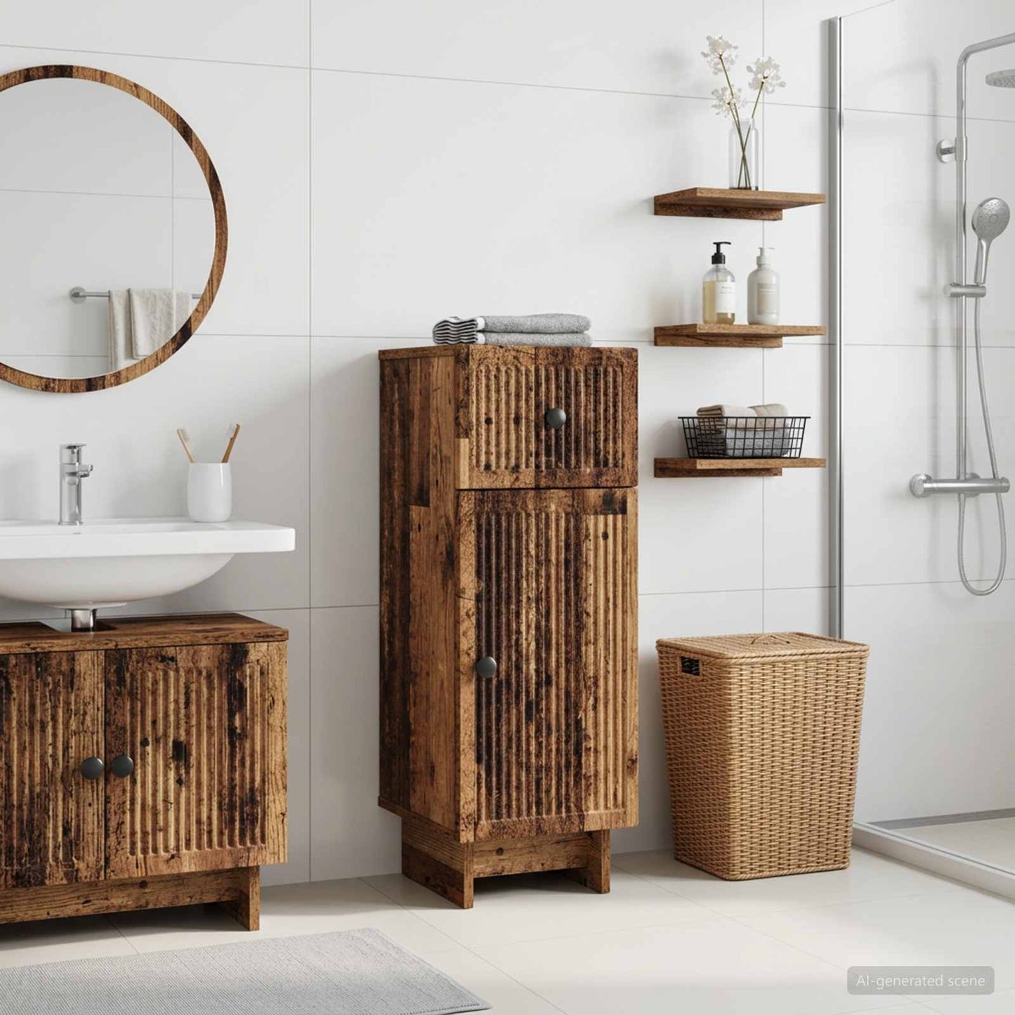vidaXL Bathroom Storage Cainet EDE Old Wood 30 x 31 x 80 cm
