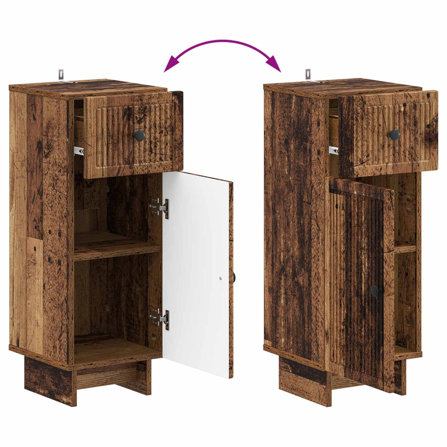 vidaXL Bathroom Storage Cainet EDE Old Wood 30 x 31 x 80 cm