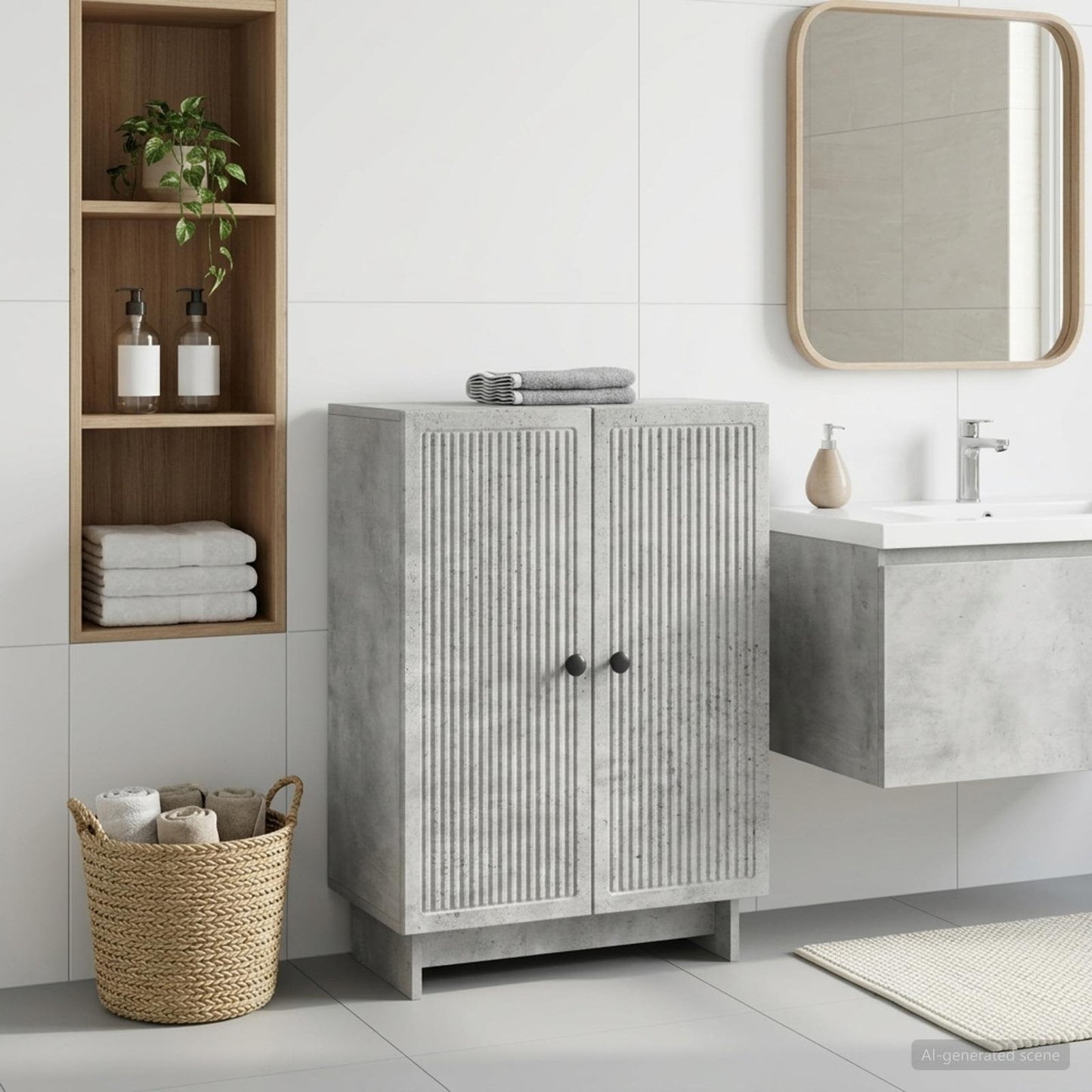 vidaXL Bathroom Storage Cainet EDE Concrete Grey 59.5 x 31 x 80 cm