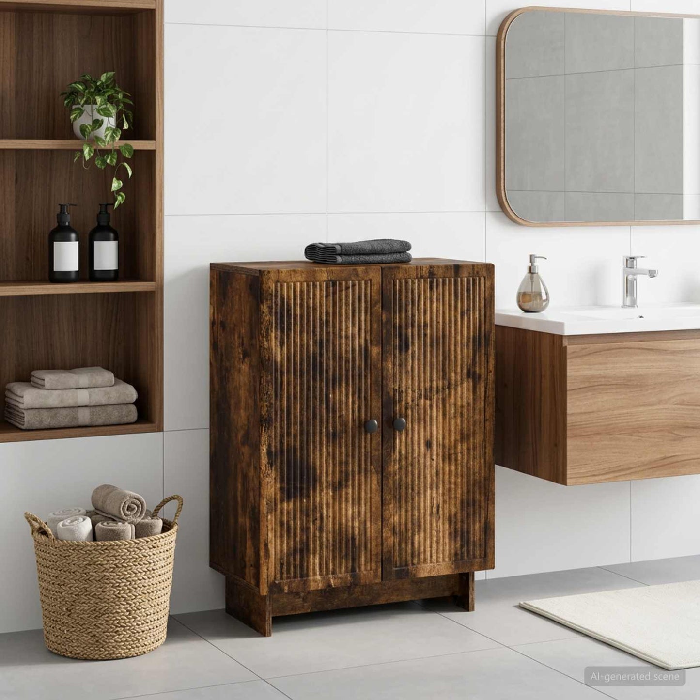 vidaXL Bathroom Storage Cainet EDE Smoked Oak 59.5 x 31 x 80 cm