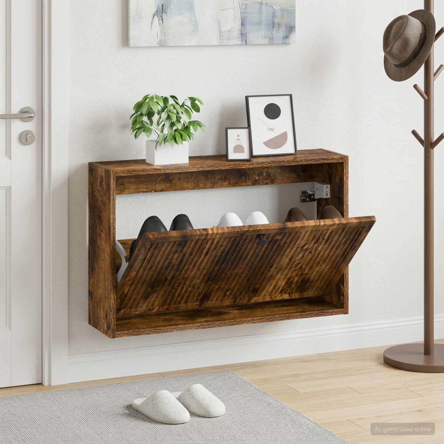 vidaXL Wall-Mounted Shoe Cabinet EDE 71 x 17 x 43 cm Engineered Wood