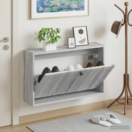 vidaXL Wall-Mounted Shoe Cabinet EDE 71 x 17 x 43 cm Engineered Wood