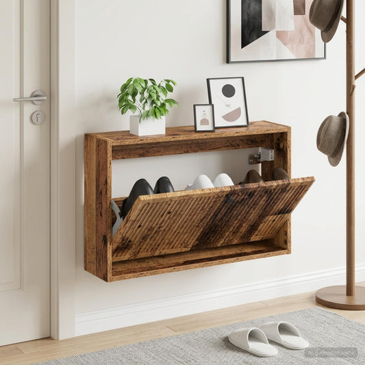 vidaXL Wall-Mounted Shoe Cabinet EDE 71 x 17 x 43 cm Engineered Wood