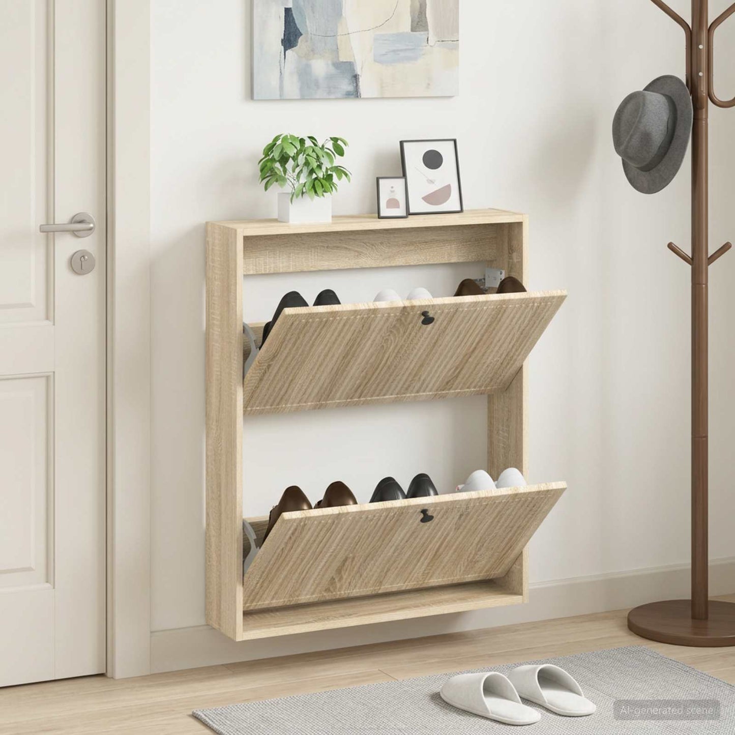 vidaXL Wall-Mounted Shoe Cabinet EDE 71 x 17 x 86 cm Engineered Wood