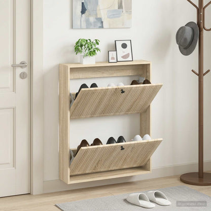 vidaXL Wall-Mounted Shoe Cabinet EDE 71 x 17 x 86 cm Engineered Wood