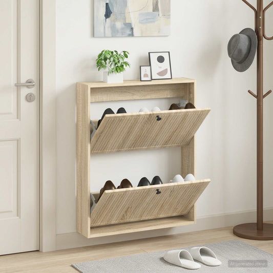 vidaXL Wall-Mounted Shoe Cabinet EDE 71 x 17 x 86 cm Engineered Wood