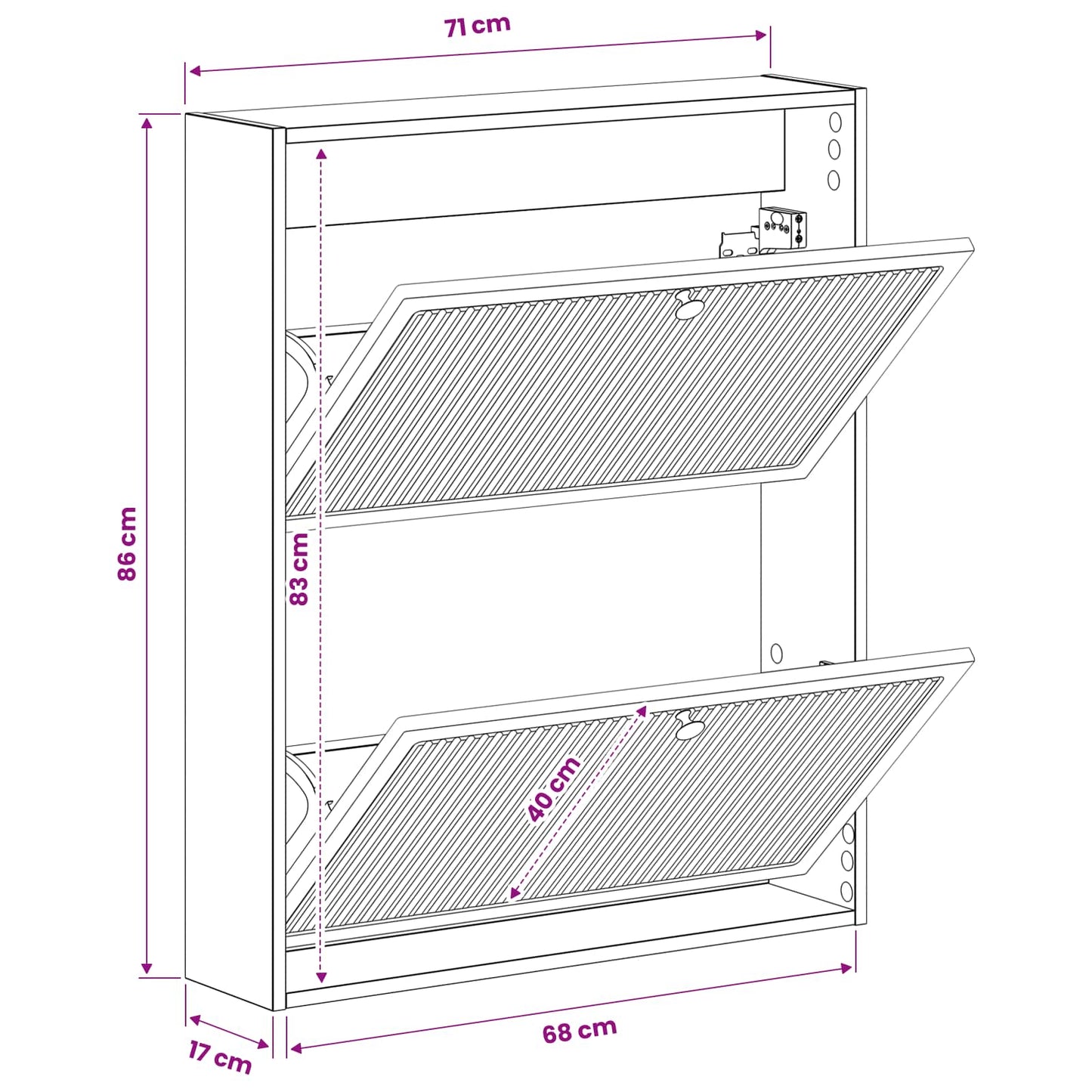 vidaXL Wall-Mounted Shoe Cabinet EDE 71 x 17 x 86 cm Engineered Wood