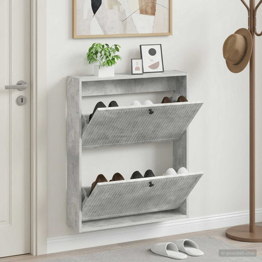 vidaXL Wall-Mounted Shoe Cabinet EDE 71 x 17 x 86 cm Engineered Wood