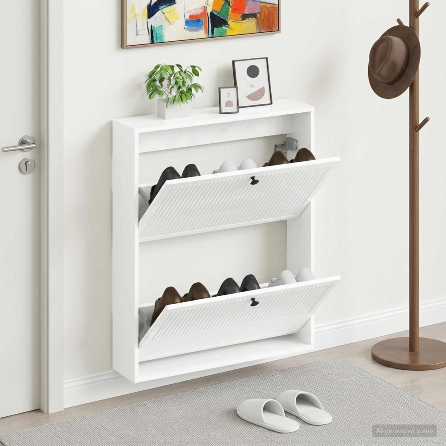 vidaXL Wall-Mounted Shoe Cabinet EDE 71 x 17 x 86 cm Engineered Wood