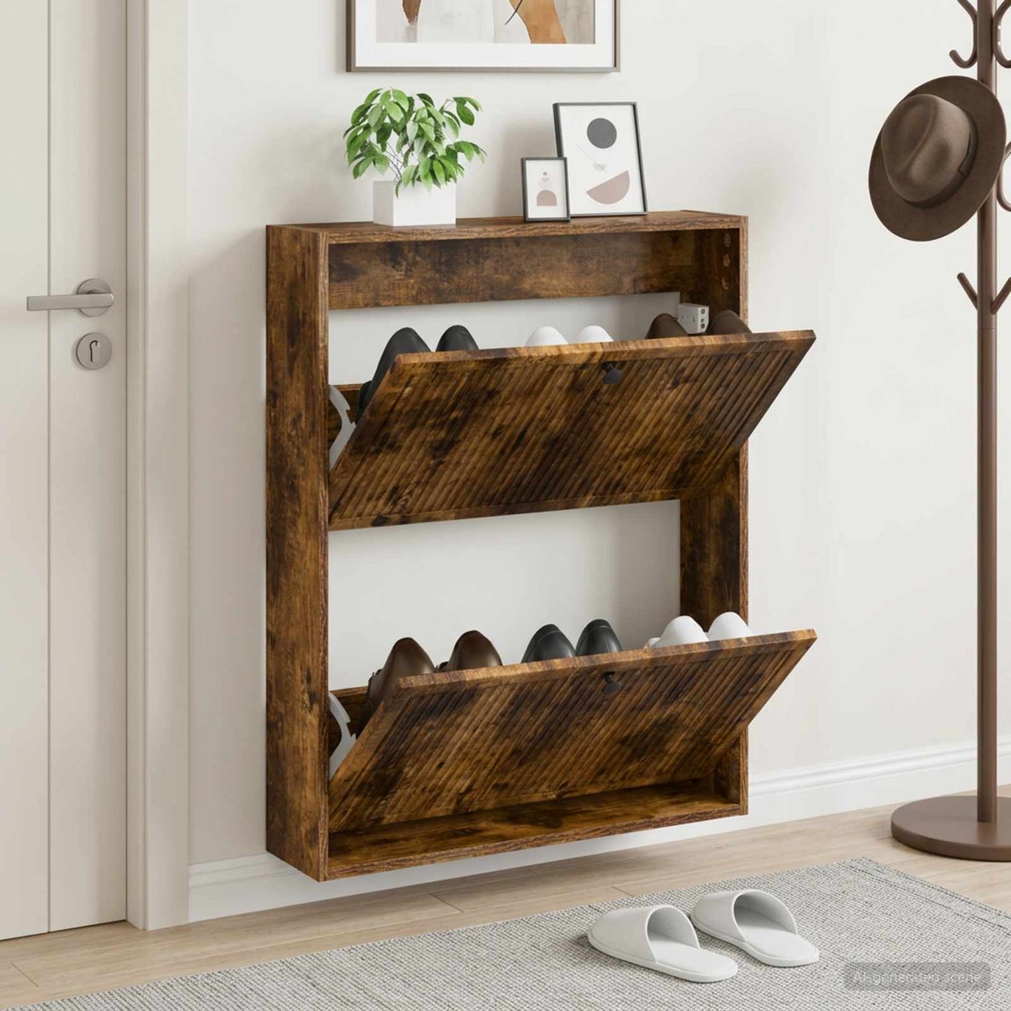vidaXL Wall-Mounted Shoe Cabinet EDE 71 x 17 x 86 cm Engineered Wood