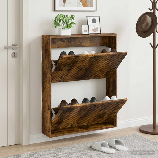 vidaXL Wall-Mounted Shoe Cabinet EDE 71 x 17 x 86 cm Engineered Wood