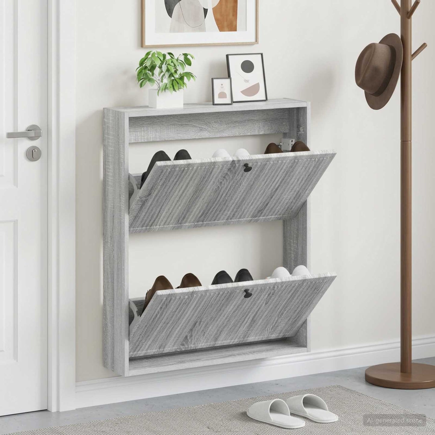 vidaXL Wall-Mounted Shoe Cabinet EDE 71 x 17 x 86 cm Engineered Wood