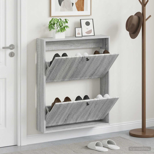 vidaXL Wall-Mounted Shoe Cabinet EDE 71 x 17 x 86 cm Engineered Wood