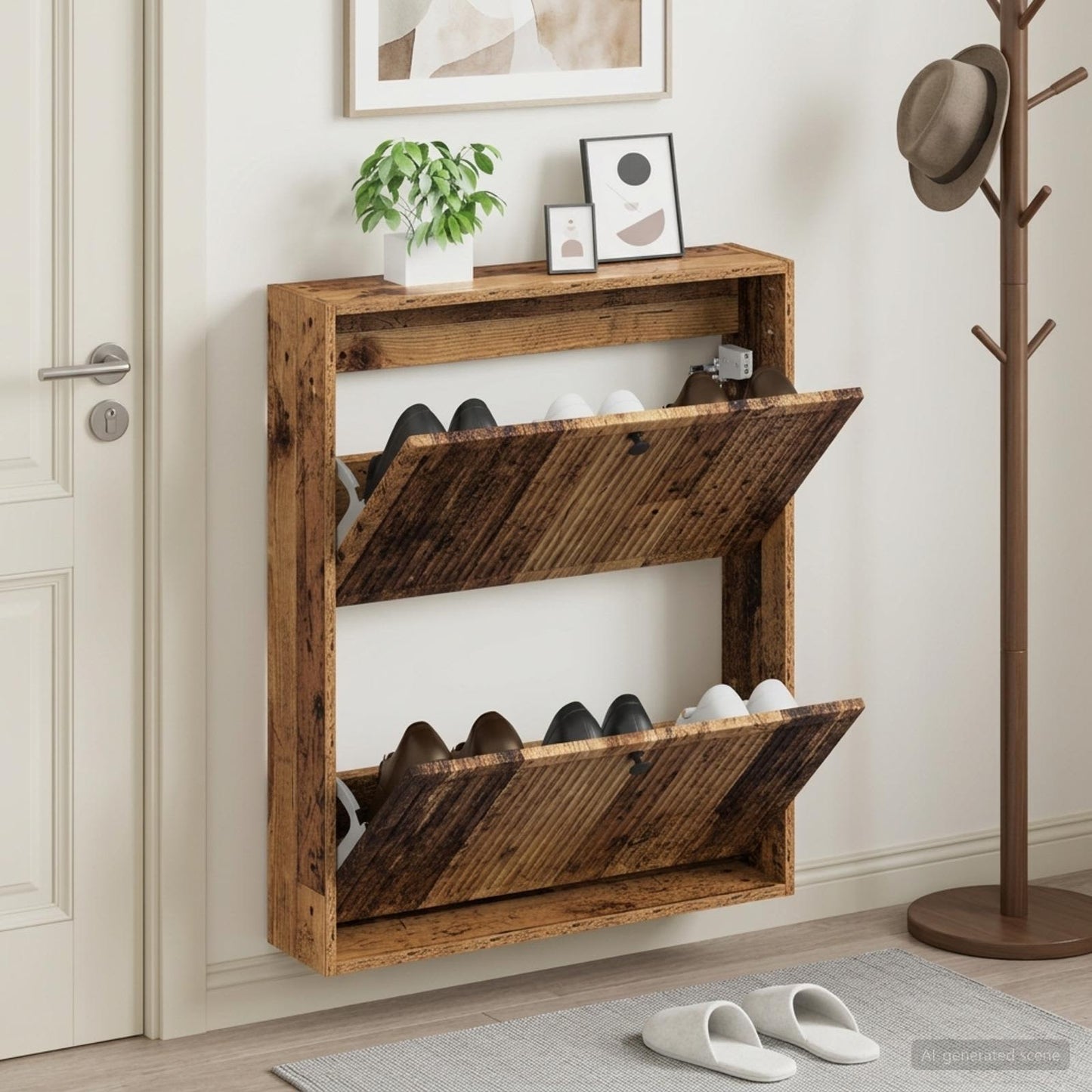 vidaXL Wall-Mounted Shoe Cabinet EDE 71 x 17 x 86 cm Engineered Wood