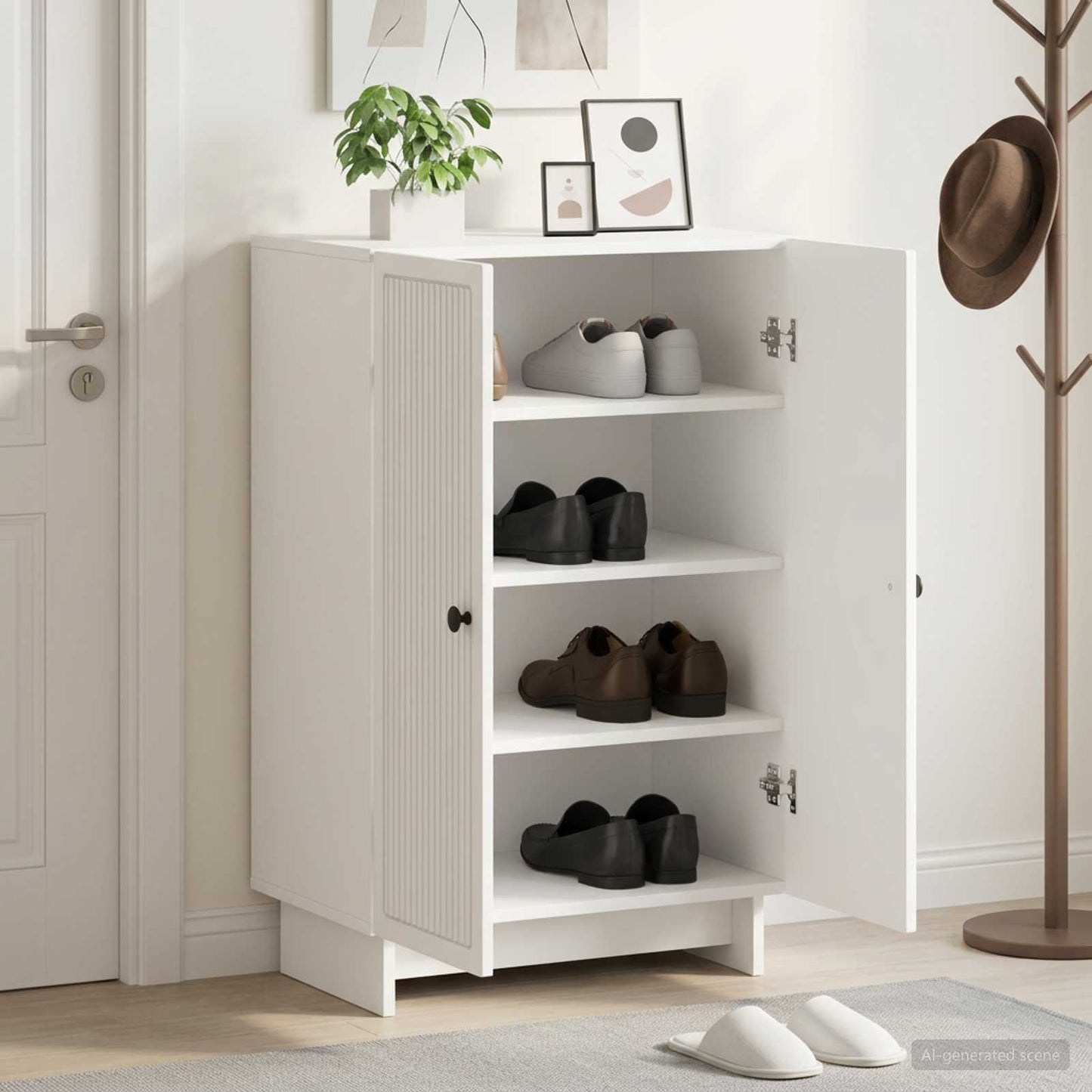 vidaXL Shoe Cabinet EDE 59.5 x 39.5 x 90 cm Engineered Wood White