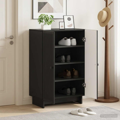 vidaXL Shoe Cabinet EDE 59.5 x 39.5 x 90 cm Engineered Wood Black