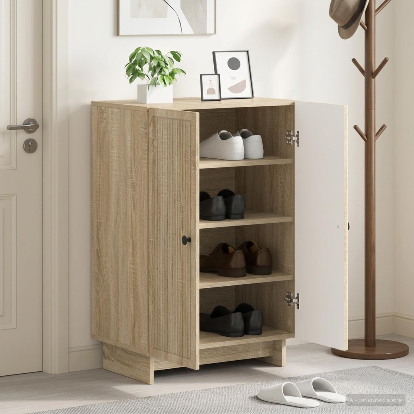 vidaXL Shoe Cabinet EDE 59.5 x 39.5 x 90 cm Engineered Wood Sonoma Oak