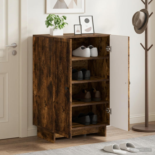 vidaXL Shoe Cabinet EDE 59.5 x 39.5 x 90 cm Engineered Wood Smoked Oak
