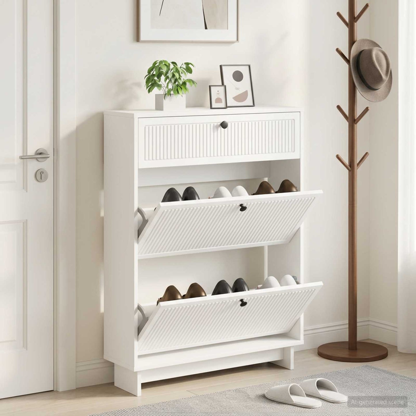 vidaXL Shoe Cabinet EDE 78 x 24 x 103 cm Engineered Wood White