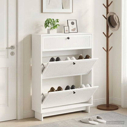 vidaXL Shoe Cabinet EDE 78 x 24 x 103 cm Engineered Wood White
