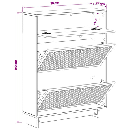 vidaXL Shoe Cabinet EDE 78 x 24 x 103 cm Engineered Wood White