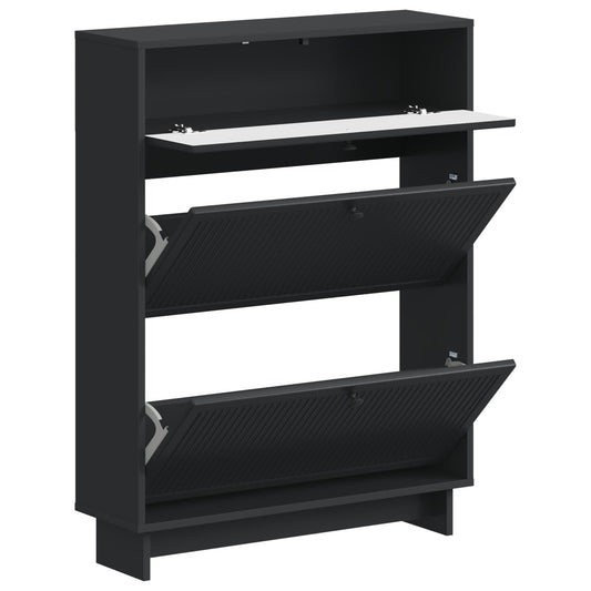 vidaXL Shoe Cabinet EDE 78 x 24 x 103 cm Engineered Wood Black