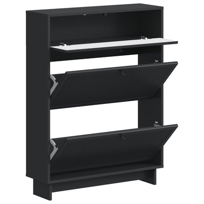 vidaXL Shoe Cabinet EDE 78 x 24 x 103 cm Engineered Wood Black