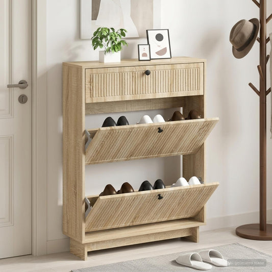 vidaXL Shoe Cabinet EDE 78 x 24 x 103 cm Engineered Wood Sonoma Oak