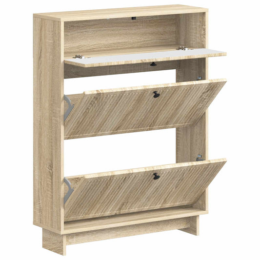 vidaXL Shoe Cabinet EDE 78 x 24 x 103 cm Engineered Wood Sonoma Oak