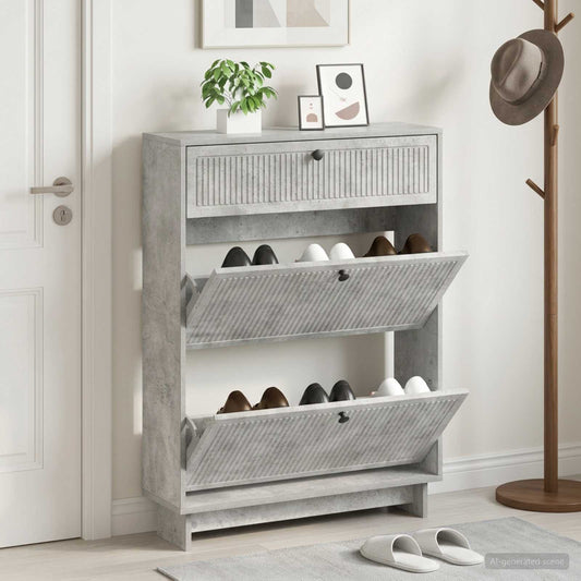 vidaXL Shoe Cabinet EDE 78 x 24 x 103 cm Engineered Wood Concrete Grey