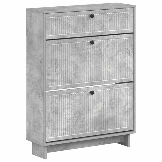 vidaXL Shoe Cabinet EDE 78 x 24 x 103 cm Engineered Wood Concrete Grey