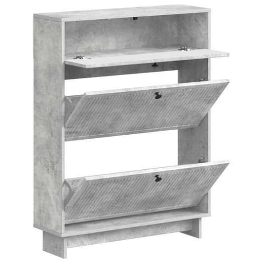 vidaXL Shoe Cabinet EDE 78 x 24 x 103 cm Engineered Wood Concrete Grey
