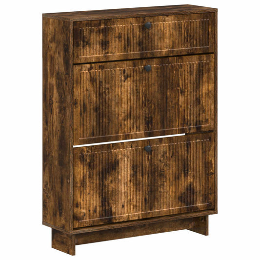 vidaXL Shoe Cabinet EDE 78 x 24 x 103 cm Engineered Wood Smoked Oak
