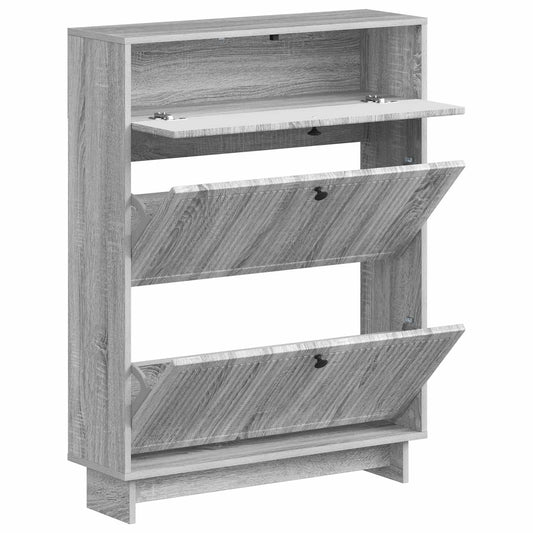 vidaXL Shoe Cabinet EDE 78 x 24 x 103 cm Engineered Wood Grey Sonoma
