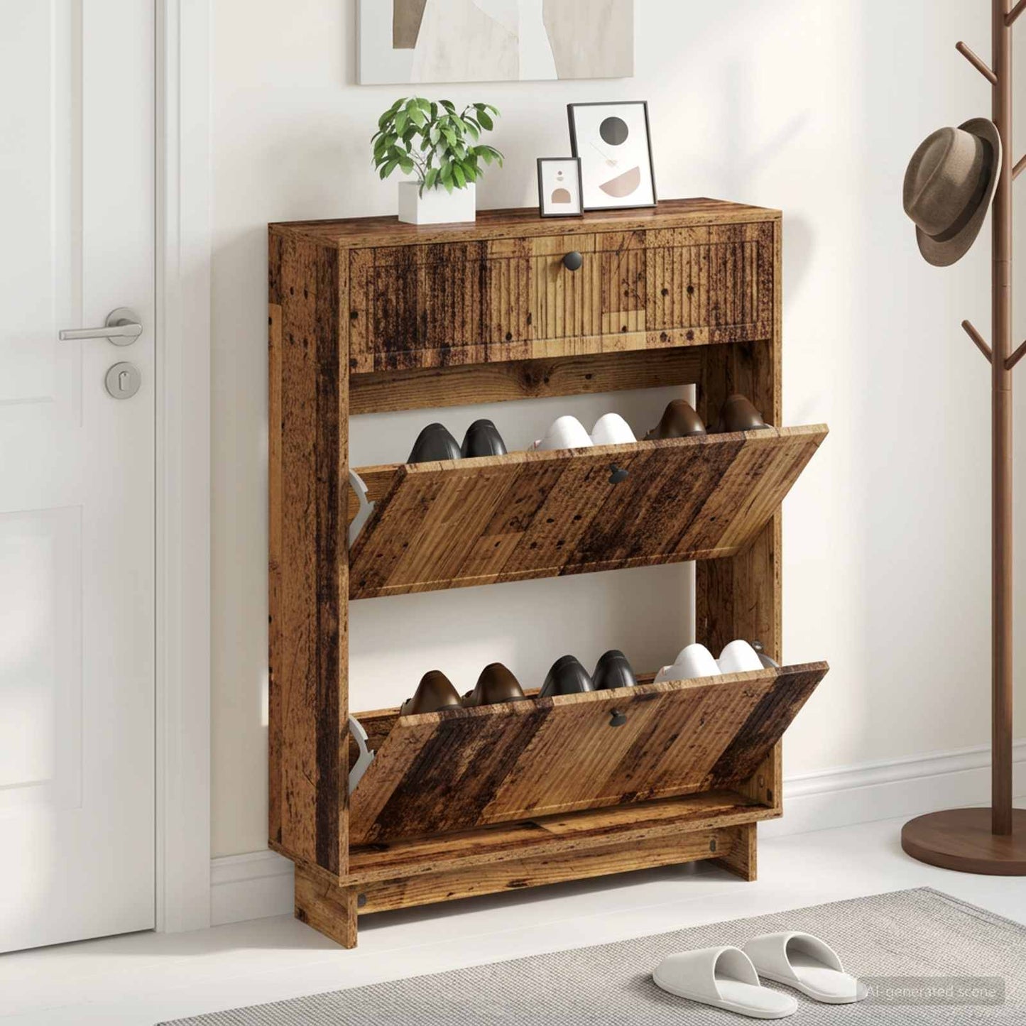 vidaXL Shoe Cabinet EDE 78 x 24 x 103 cm Engineered Wood Old Wood