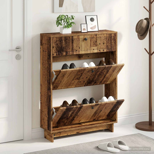 vidaXL Shoe Cabinet EDE 78 x 24 x 103 cm Engineered Wood Old Wood