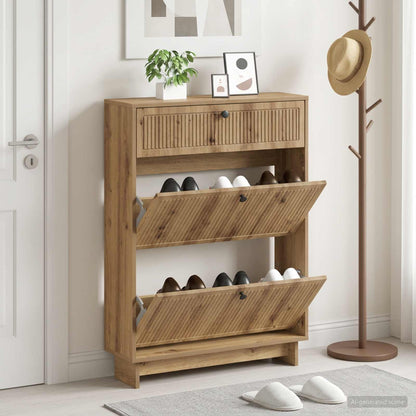 vidaXL Shoe Cabinet EDE 78 x 24 x 103 cm Engineered Wood Artisan Oak