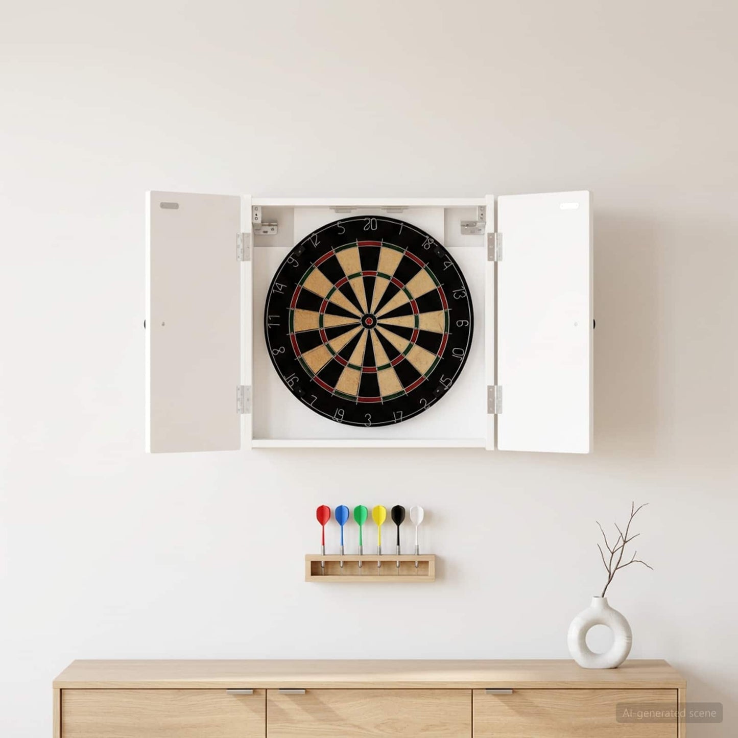 vidaXL Dartboard Cabinet BREDA White 52.5 x 10.5 x 53.5 cm