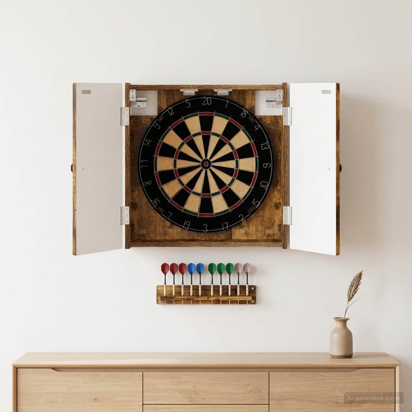 vidaXL Dartboard Cabinet EDE Smoked Oak 52.5 x 10.5 x 53.5 cm