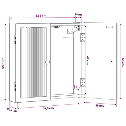 vidaXL Dartboard Cabinet EDE Grey Sonoma 52.5 x 10.5 x 53.5 cm