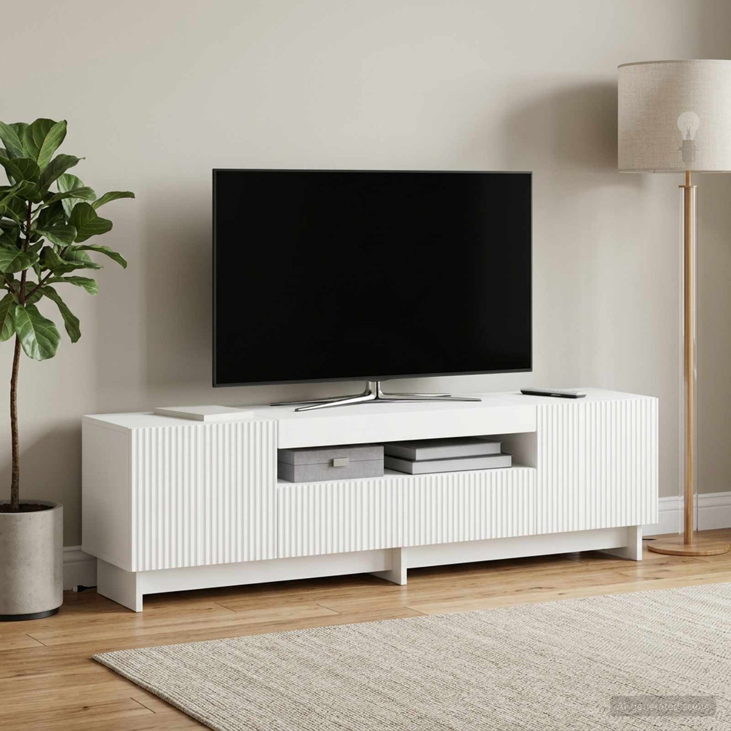 vidaXL LED TV Cabinet White Engineered Wood