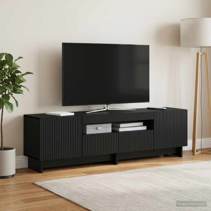 vidaXL LED TV Cabinet Black Engineered Wood