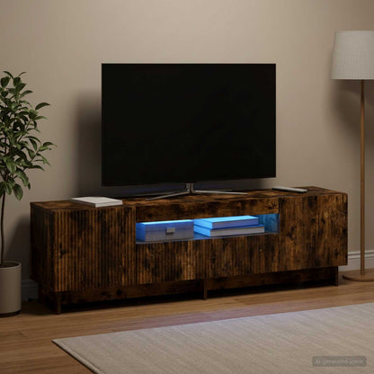 vidaXL LED TV Cabinet Smoked Oak Engineered Wood