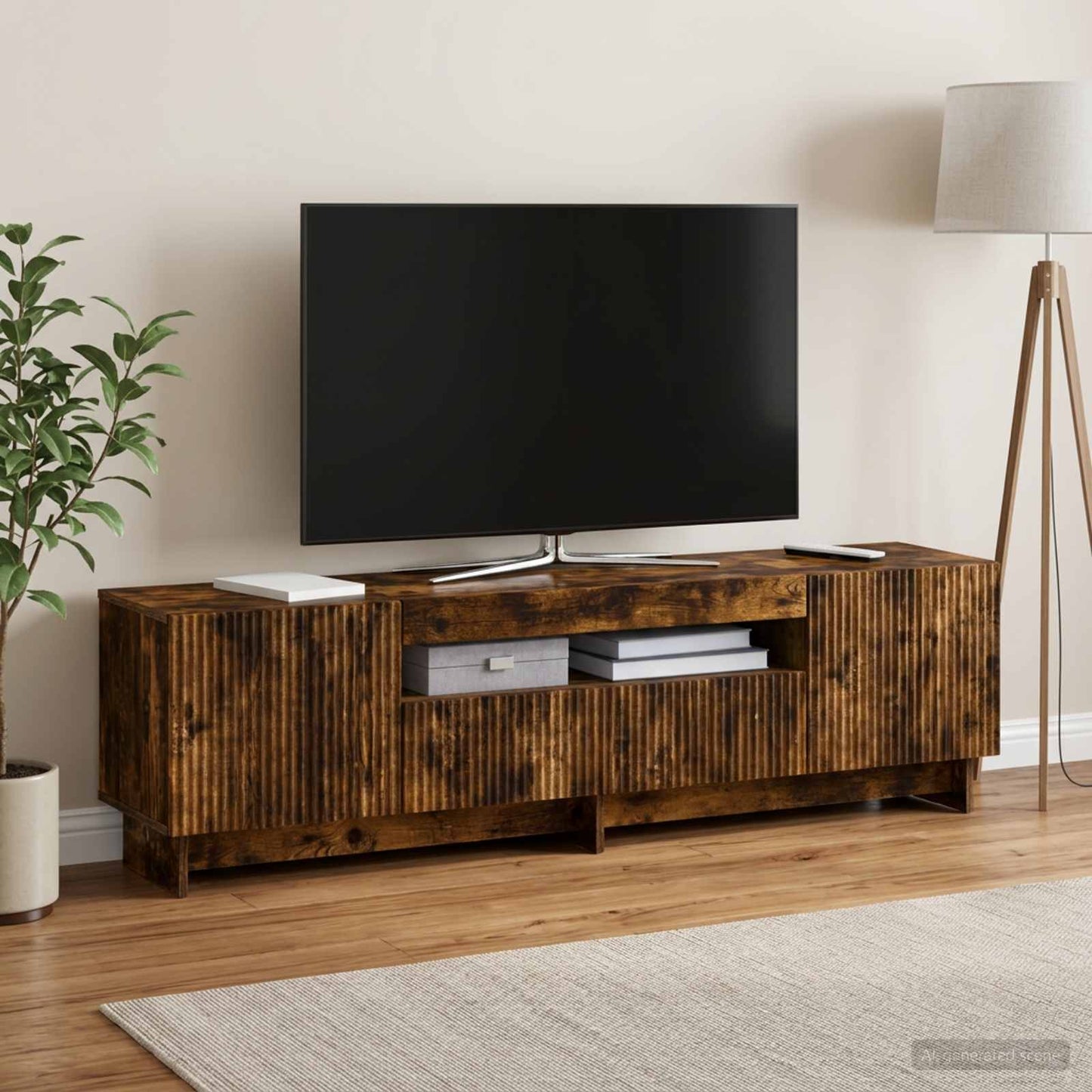 vidaXL LED TV Cabinet Smoked Oak Engineered Wood