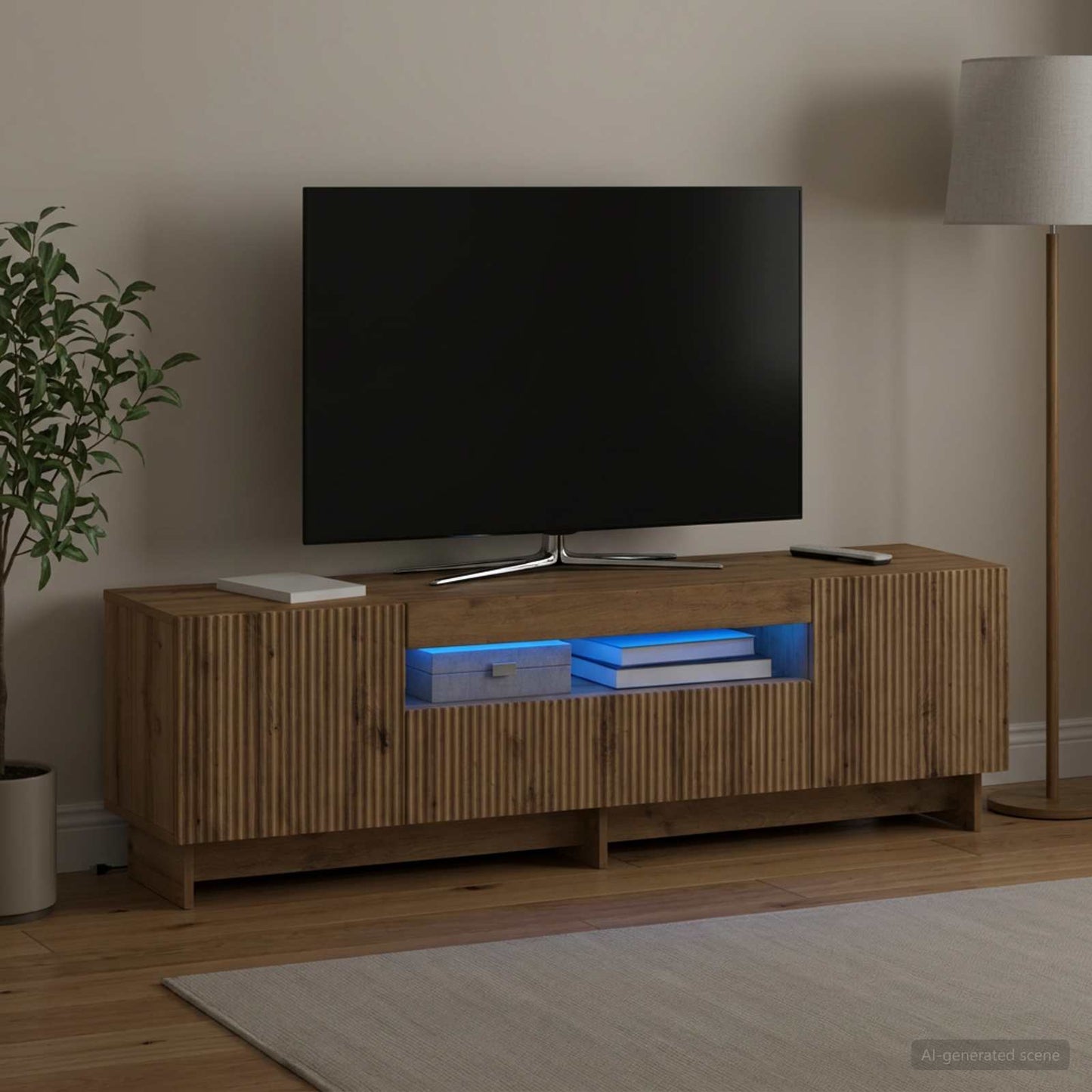 vidaXL LED TV Cabinet Artisan Oak Engineered Wood