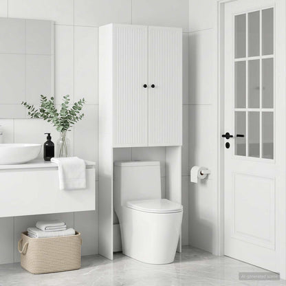 vidaXL Toilet Cabinet EDE White 66 x 25.5 x 190 cm Engineered Wood