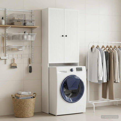 vidaXL Toilet Cabinet EDE White 66 x 25.5 x 190 cm Engineered Wood