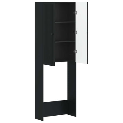 vidaXL Toilet Cabinet EDE Black 66 x 25.5 x 190 cm Engineered Wood