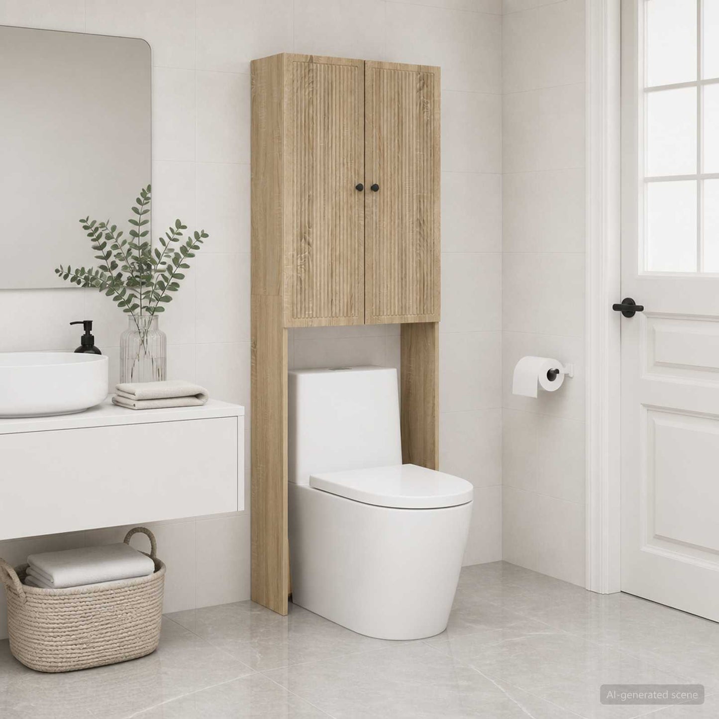 vidaXL Toilet Cabinet EDE Sonoma Oak 66 x 25.5 x 190 cm