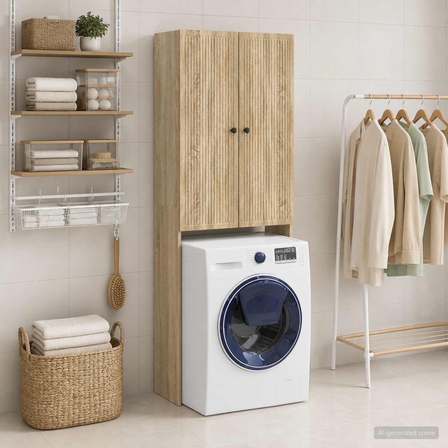 vidaXL Toilet Cabinet EDE Sonoma Oak 66 x 25.5 x 190 cm